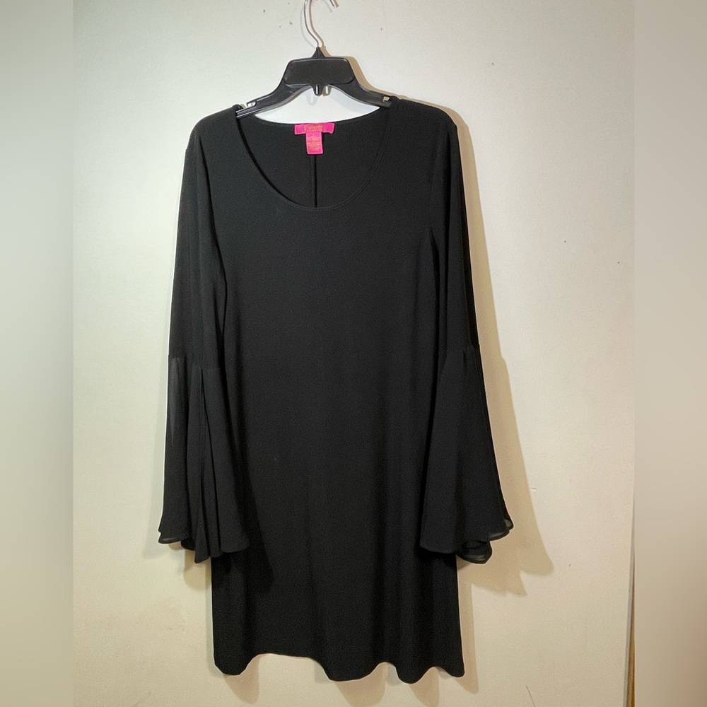 Catherine Black Dress Women's Large Malandrino Babs Bell Sleeve long sleeve